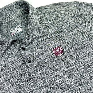 Under Armour Golf Polo Shirt Gray Heat Gear Loose Mens XL Short Sleeve Bear Logo